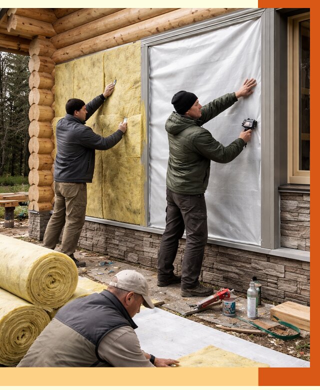 Утепление бревенчатого дома в Рыбинске от 7962 руб/м2 — заказать под ключ | ТепломастерРбн