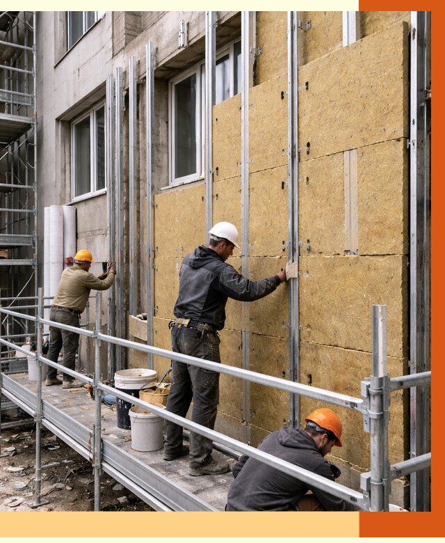 Утепление вентилируемого фасада в Рыбинске от 5828 руб/м2 — монтаж и утепление вентфасад | ТепломастерРбн