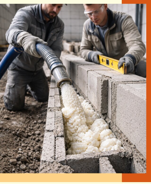 Заполнение колодцевой кладки ППУ в Рыбинске от 4371 руб. за м2 | ТепломастерРбн