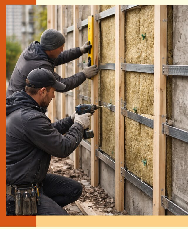 Монтаж обрешетки под утепление зданий и квартир в Рыбинске